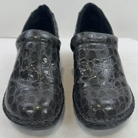 BOC Born Concept Womens Size 7 Gray Croc Faux Leather Peggy Slip On Clogs Shoes - Picture 2 of 15
